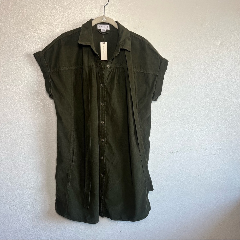Anthropologie VELVET
MACIE DRESS Shirt dress Mini Green Bark Button-Up Dress NWT - Picture 8 of 15